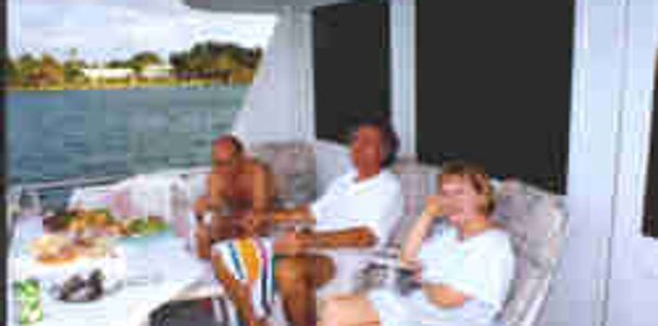 Casual al fresco dining on the yacht deck